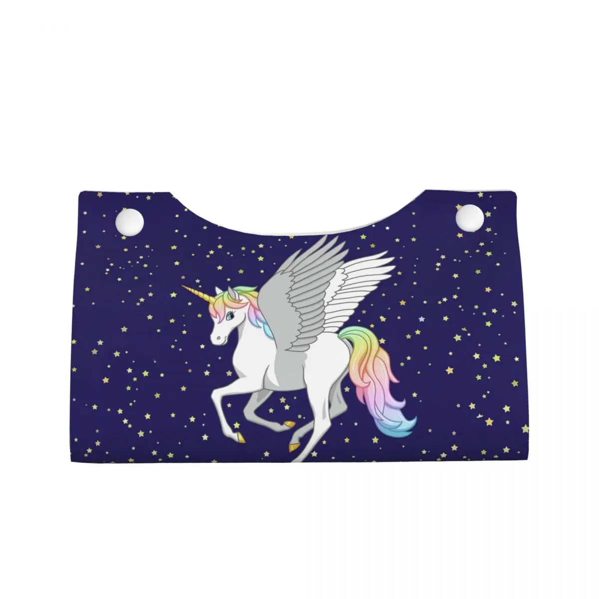 Custom Rainbow Unicorn Flying Horse Tissue Box Cover PU Leather Rectangular Facial Tissues Holder for Home