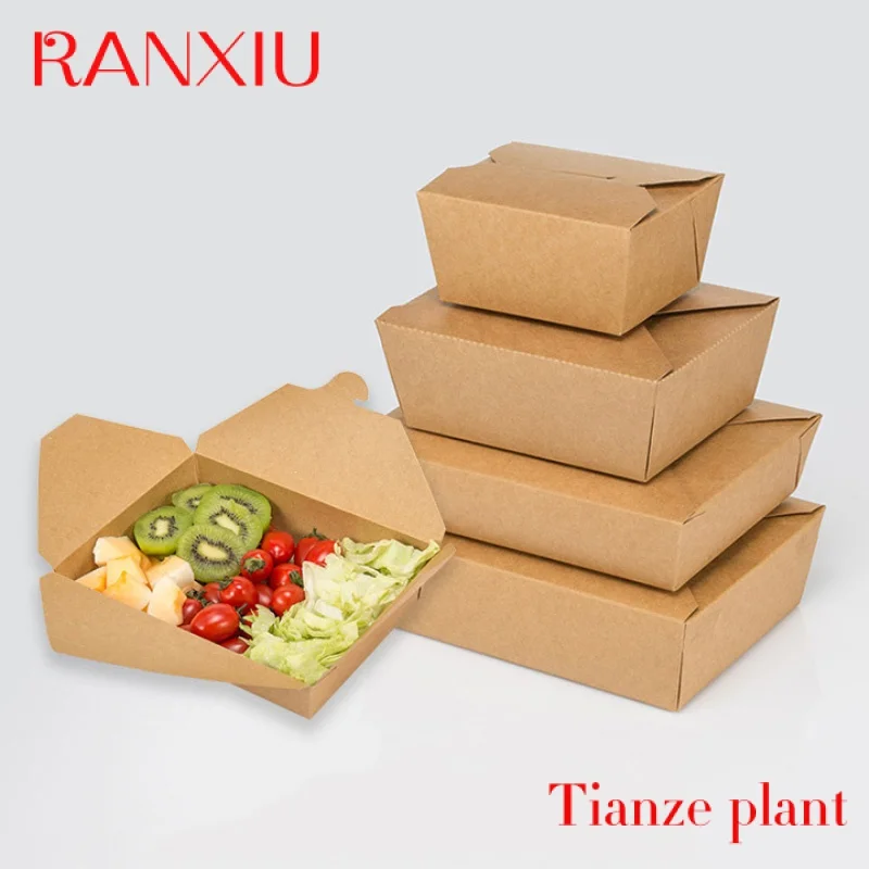 Custom Disposable food packing container biodegradable paper lunch meal bowl party craft paper salad burger box