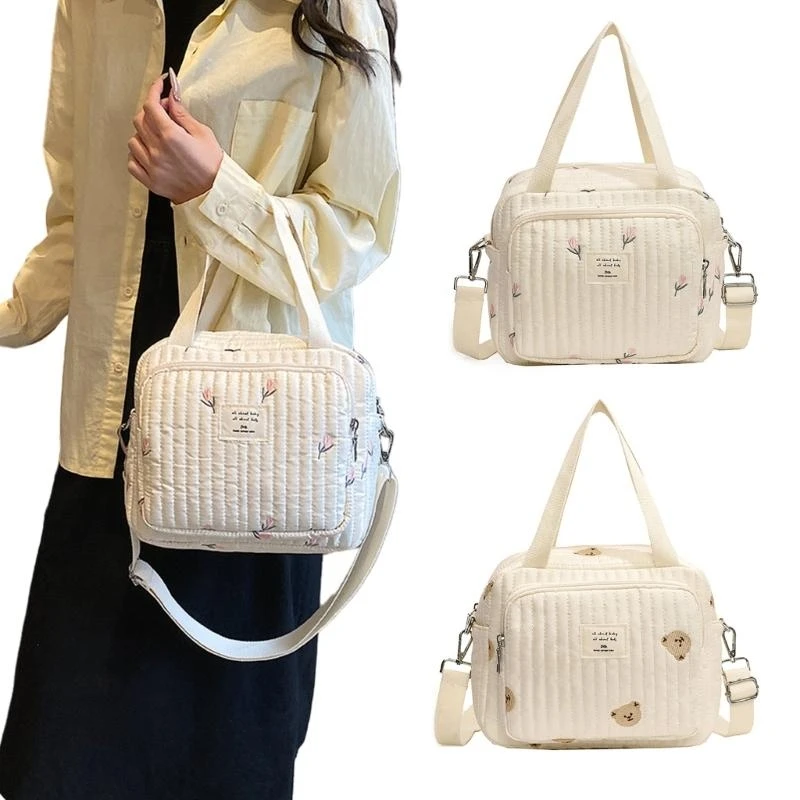 

M76C Functional Nappy Fashionable Embroidered Diaper Bag for Moms Infants Toddlers Burp Cloth Storage Organiser Case