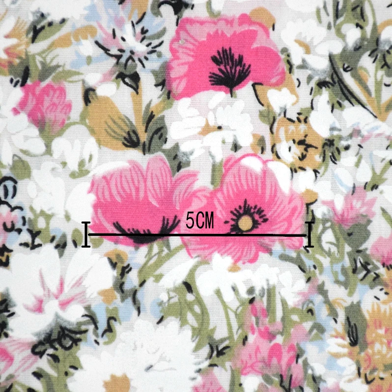 100% Cotton Poplin Fabric With Flower Print Handmade DIY Bag Garment for Dress Sewing Cloth