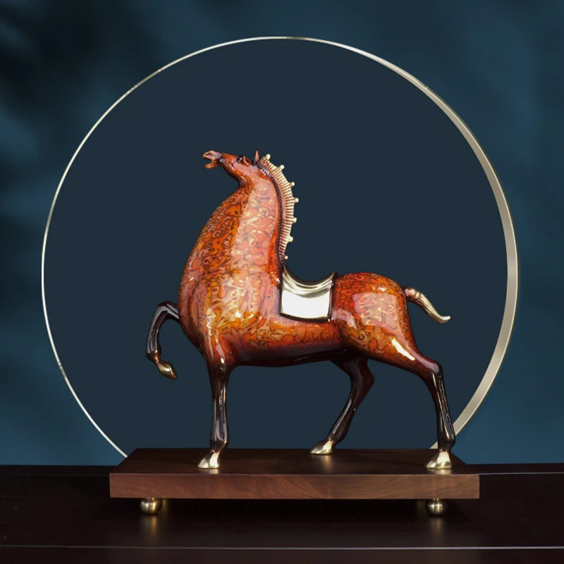 Horse Figurine Modern Copper Ornaments Miniature Living Room Home Decoration Model Luxury Accessory Figurine Chinese Art Model