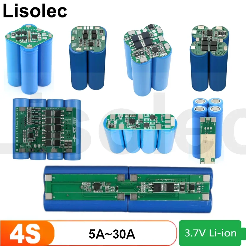 Módulo de placa de circuito de protección de descarga de carga de batería de litio Lipo 4S BMS 18650 para taladro/Motor/herramientas 5A 10A 15A 30A