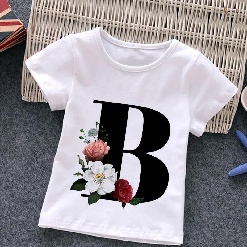 Children's Short-sleeved English Letter Printed Round Neck Modal T-shirt Harajuku  Graphic T Shirts  Girl Clothes  Girls Clothes