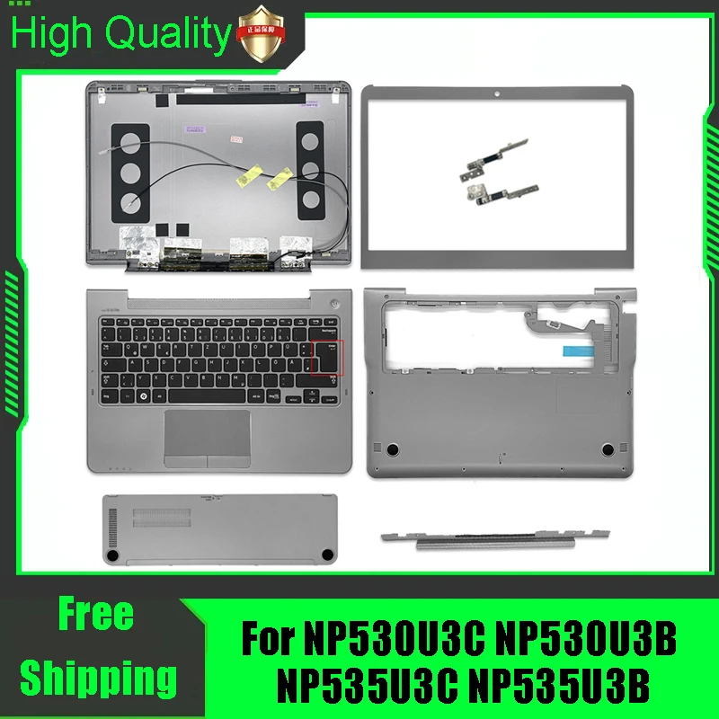 For Samsung NP530U3C NP530U3B NP535U3C NP535U3B Laptop Back Top Cover Front Bezel Palmrest Upper Bottom Base Case Housing Hinges