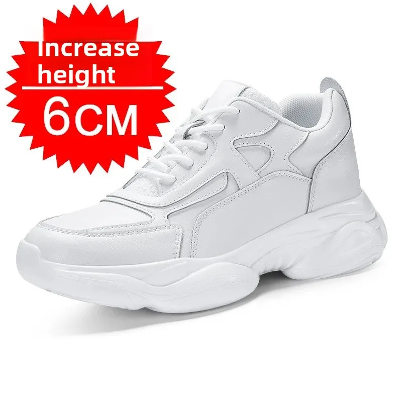 

Style Invisible Elevator Shoes Men's Breathable Height-increasing 8cm Sports White Sneakers Hidden Heel Shoes