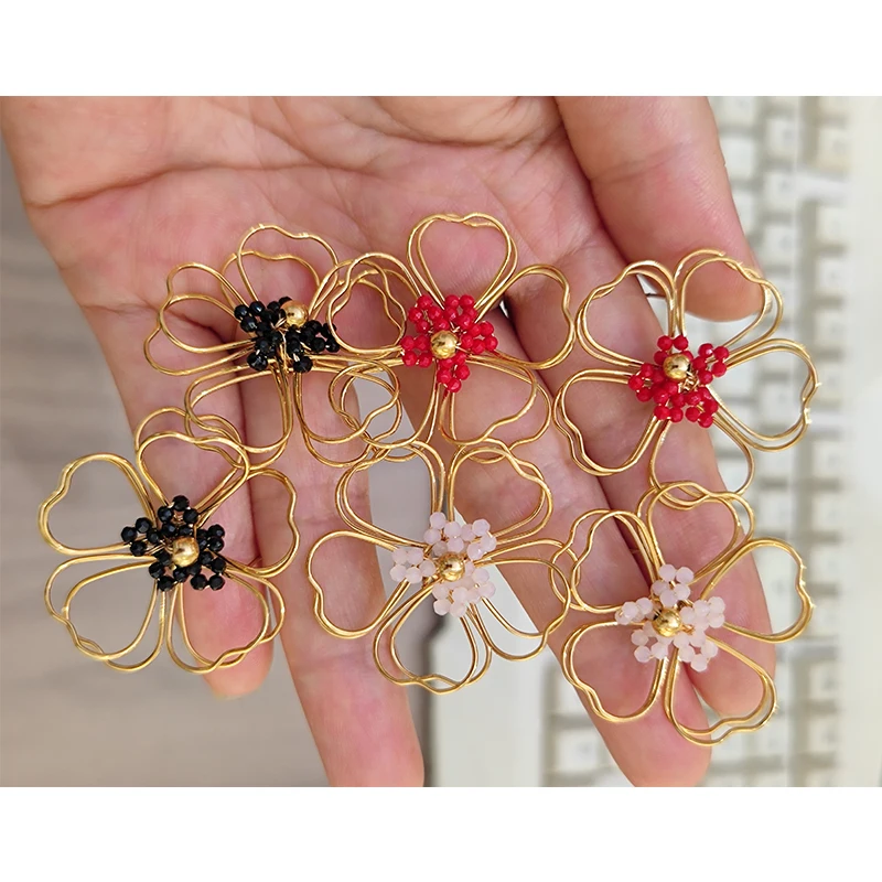 Letdiffery موضة الجوف زهرة أقراط للنساء الفولاذ المقاوم للصدأ البساطة الملونة الأزهار الزركون قرط الاذن المرصع مجوهرات هدايا