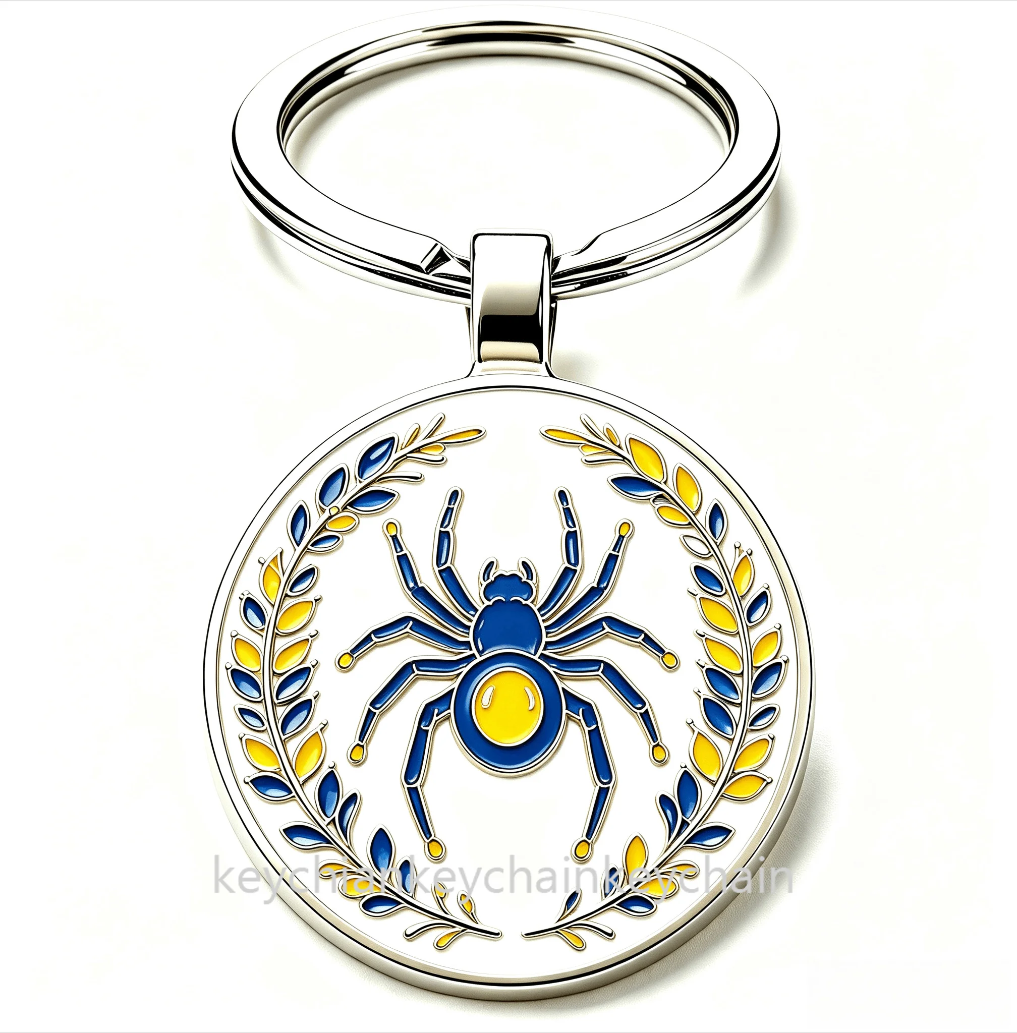 Ukraine Blue Yellow Insect spider Keychain Pendant Key Ring Bag Car Key Chain Souvenir Gift