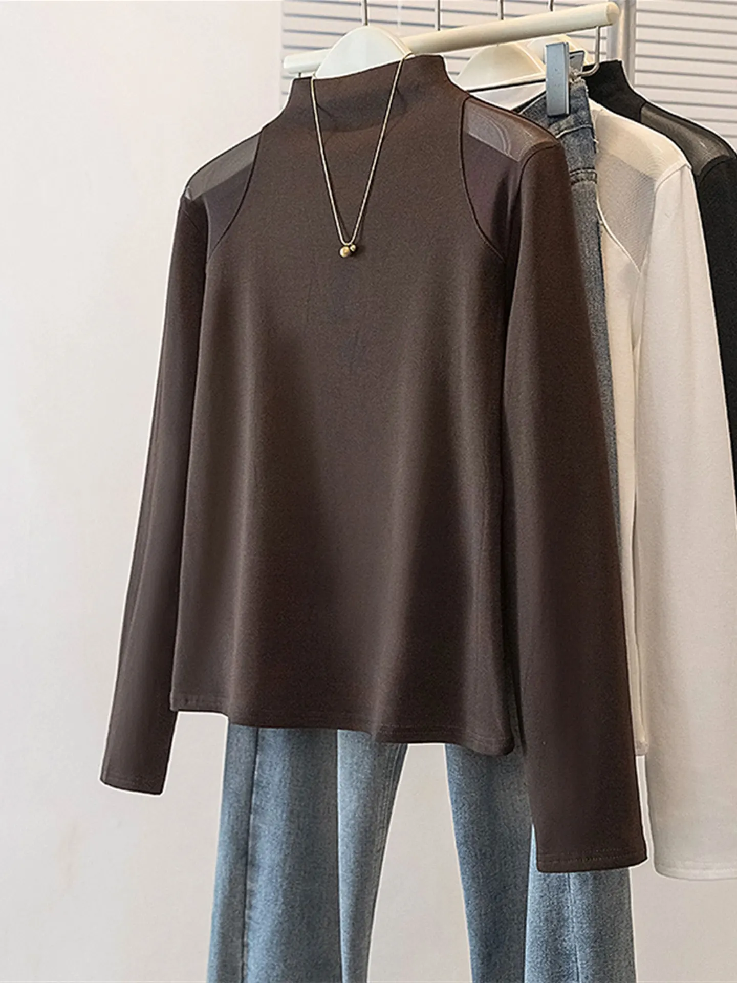 

Женская футболка Long Sve Me с высоким воротником, осень-зима, большие размеры, модный базовый слой, топ, корейский свободный крой