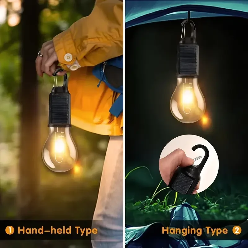 

1 pcs Solar Light Bulbs LED Camping Lights with 3 Modes Outdoor Hanging Tent Lights Suitable for Camping Hiking and Fishing