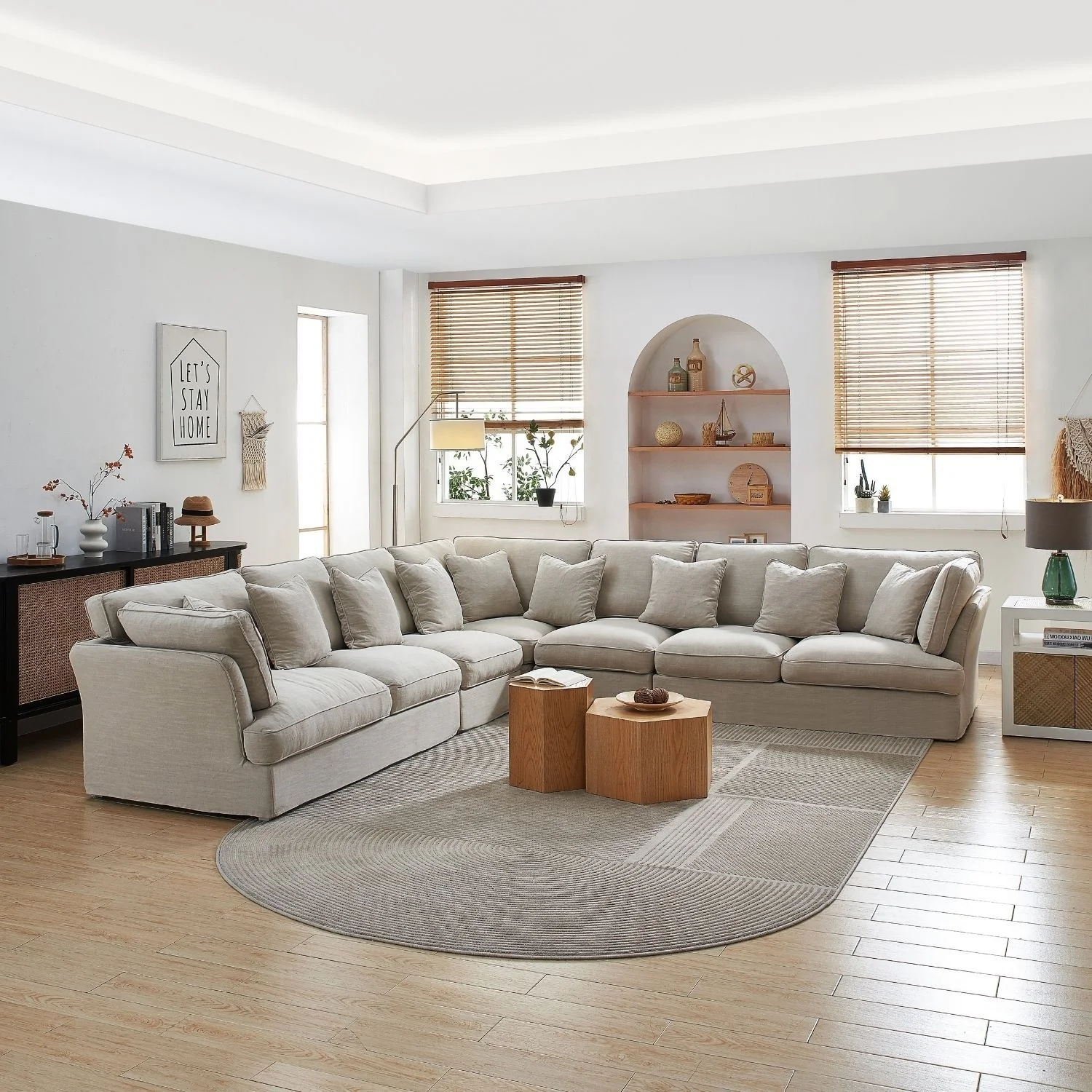 Italian Classic Nordic Fabric Lounge L Shape Sofa for Living Room Cloud Modular Sectional Sofa