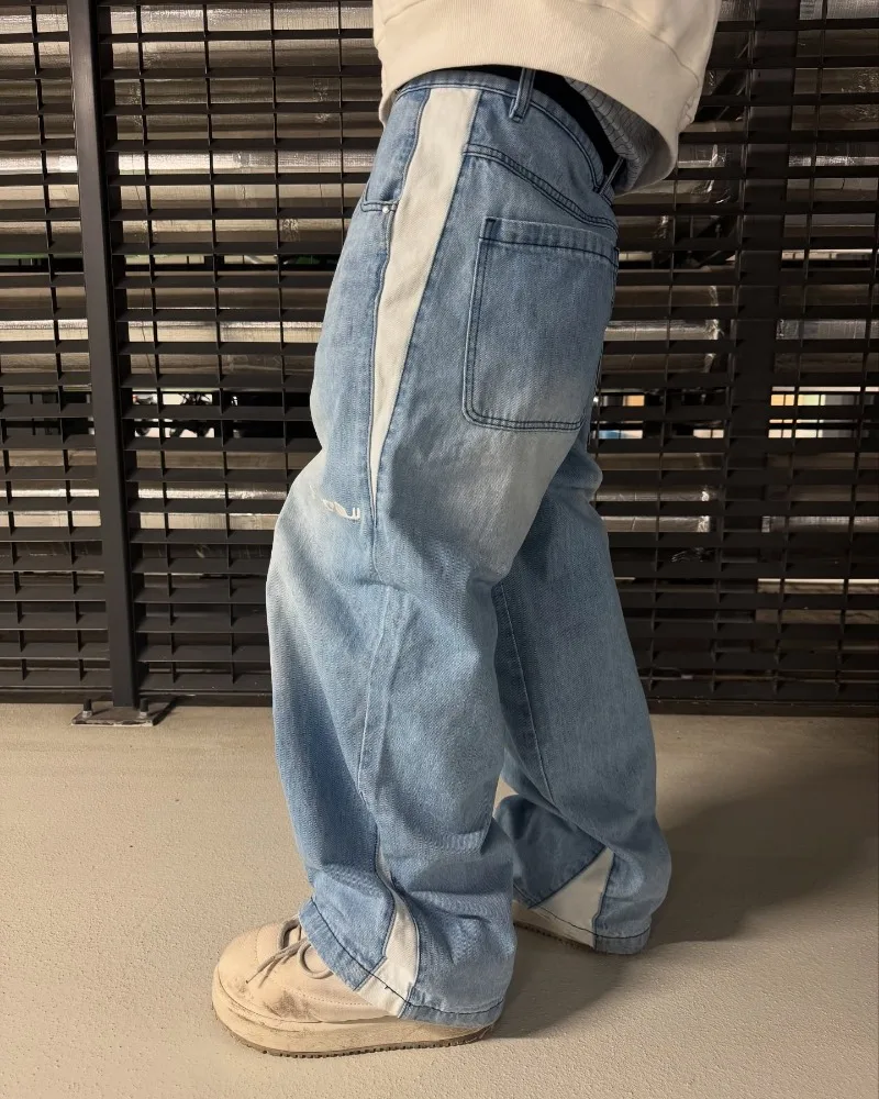 Y2K Harajuku streetwear HCW Jeans alta calidad empalme bordado pantalones de chándal hombres mujeres holgado Hip Hop Casual pantalones de pierna ancha