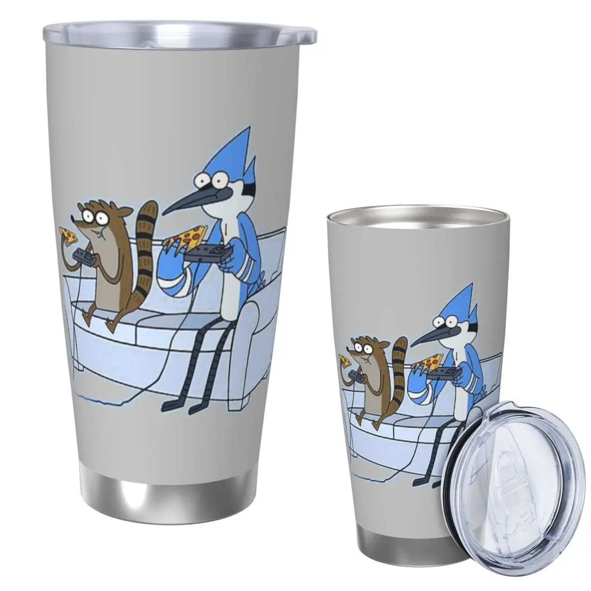 

Mordecai And Rigby Pizza And Video Games Стакан из нержавеющей стали с вакуумной изоляцией, термохолодная бутылка, соломинка с крышкой, 20 унций