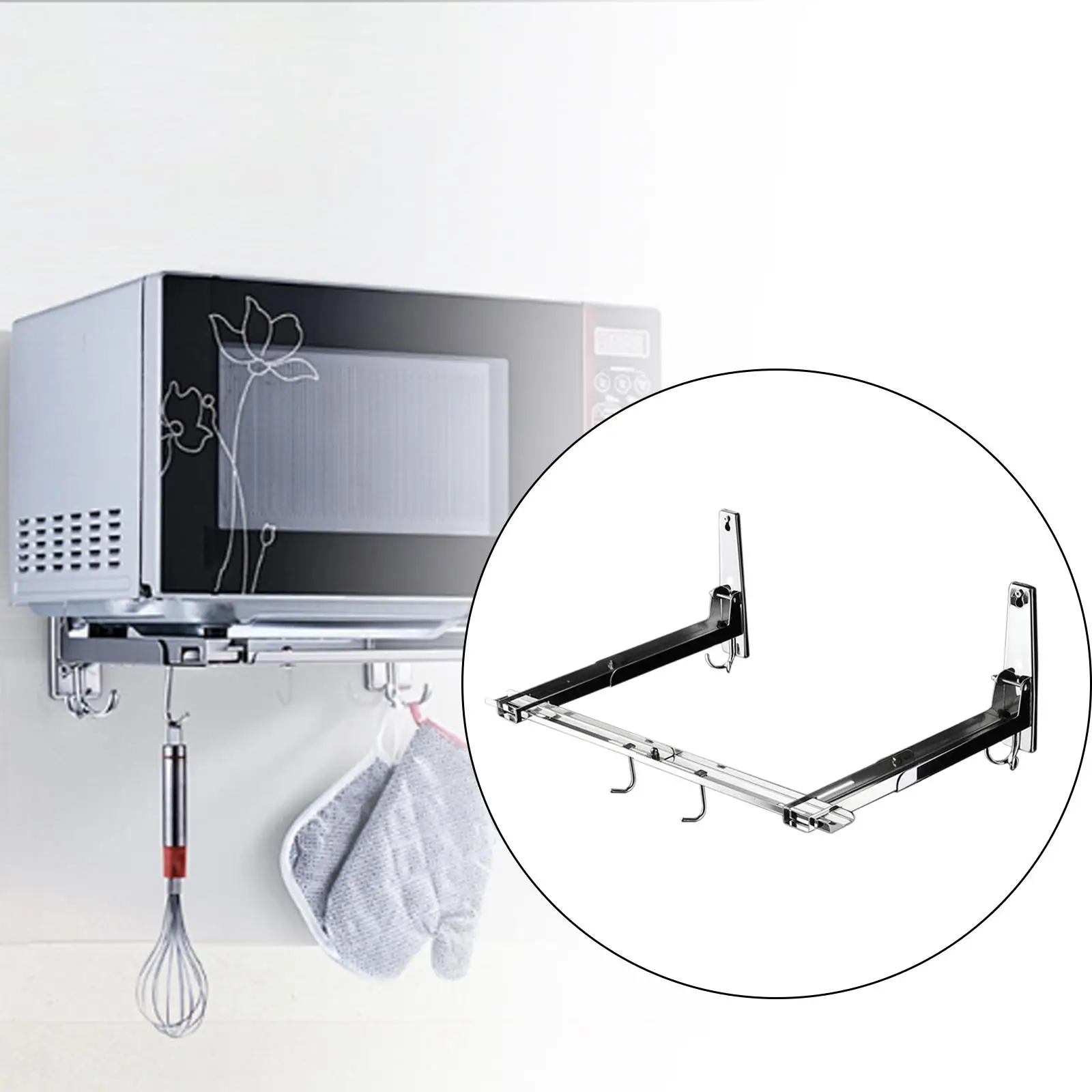 Stainless Steel Microwave Mount Bracket Kitchen Appliance Rack Wall Mount Bracket Holder for Shop Office Kitchen Microwave Oven