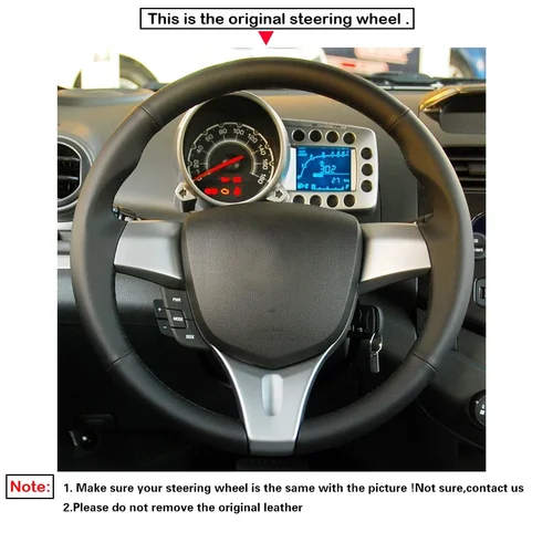 Imagen 2 del producto Protector negro de piel sintética para volante de coche, para Chevrolet Spark 2010-2015 Spark (RU) 2020-2021 Daewoo Matiz 2010