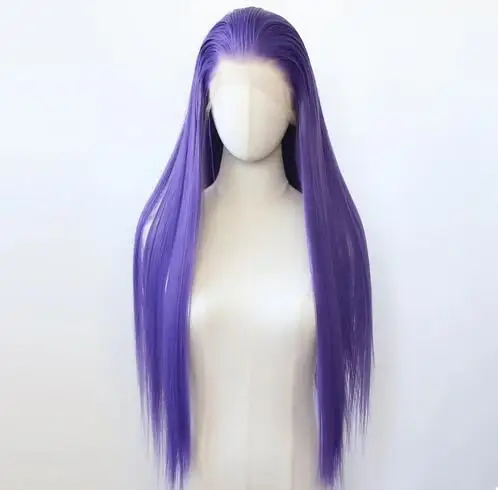 Dark Purple Wig Synthetic Lace Front Wig Long Straight Purple Lace Front Synthetic Wig Pre Plucked Heat Resistant Fiber Hair