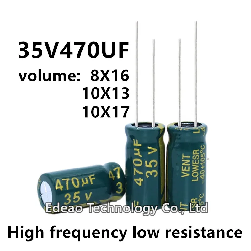 10pcs/lot 35V 470UF 35V470UF 470UF35V volume: 8X16 10X13 10X17 High frequency low resistance aluminum electrolytic capacitor