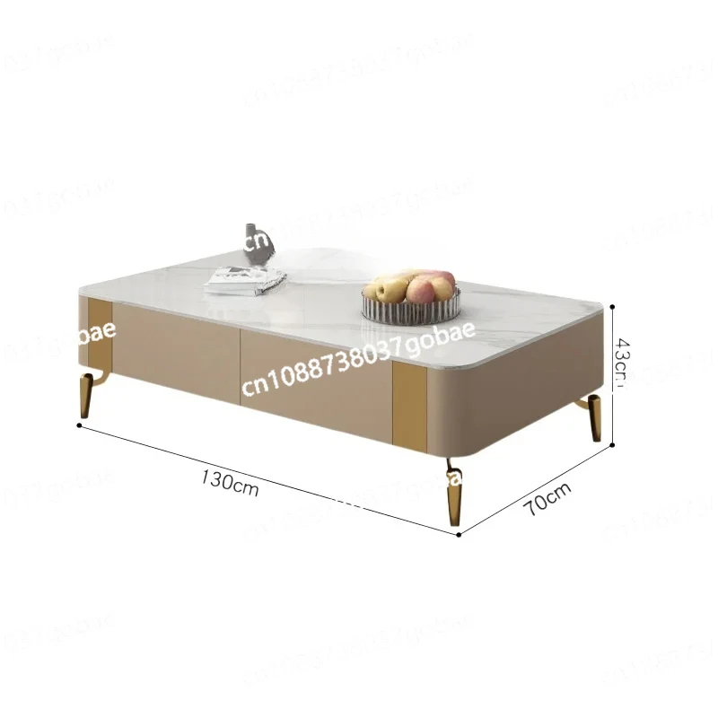 ZC Stone Plate Coffee Table TV Cabinet Combination Living Room Glass Household Suspended Floor Cabinet