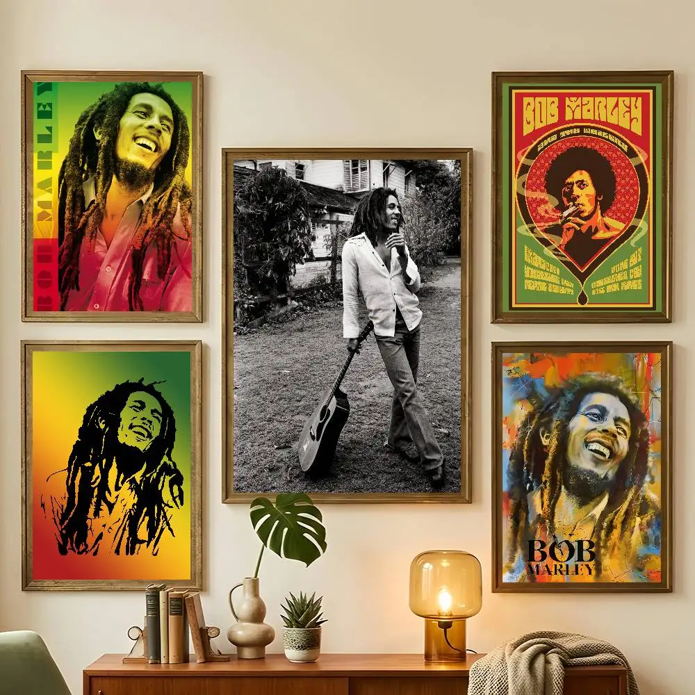 B-Bob Marley Jamaica Singer Poster Living Room Bedroom Bar Cafes Wall Home Decoration Gifts