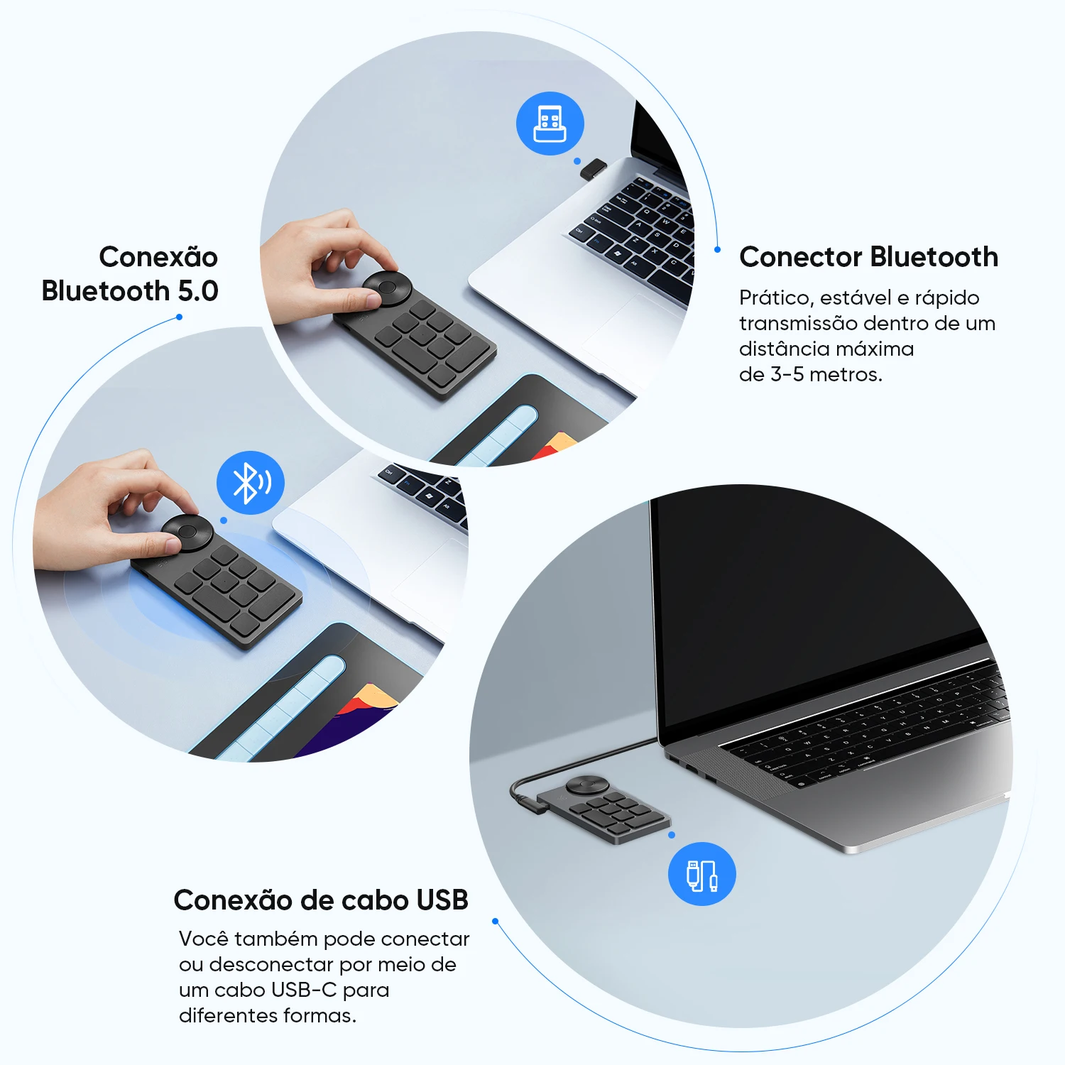 Teclado Bluetooth Portátil XPPen ACK05 com 10 Teclas de Atalho