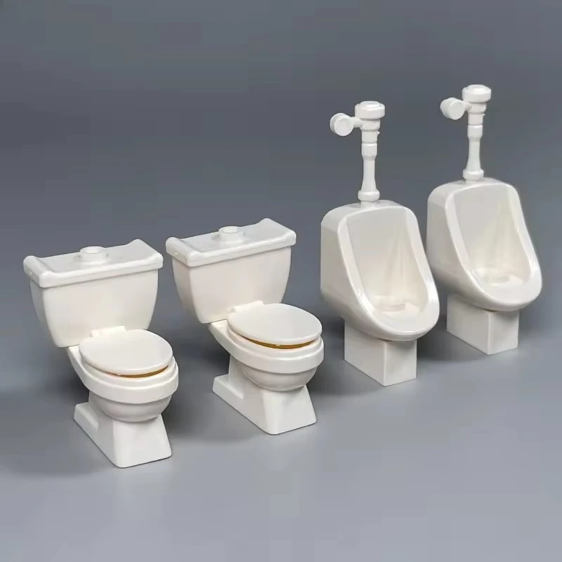 2 Stück Toiletten-Baustein-Modell, Komponenten für Badezimmer-Szenen-Dekoration, Kinder-MOC-Bausteine Spielzeugteile