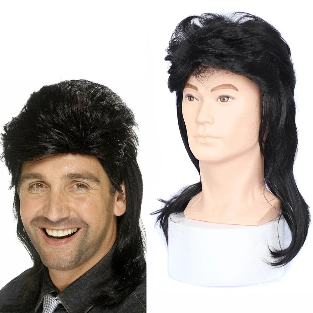 Mullet Wigs for Men and Women Synthetic Heat Resistant 70s and 80s Theme Party Costumes Fancy Party Accessory Cosplay Wig