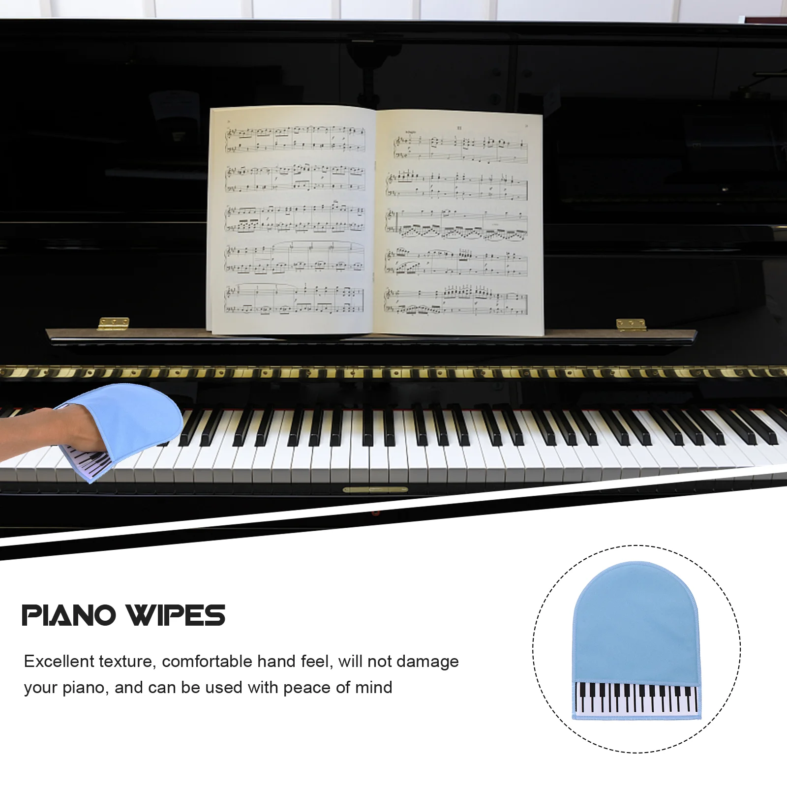 Piano Cover Wipes Microfiber Cleaning Cloth Glove Blue Double-sided Fleece Multi-functional Instruments