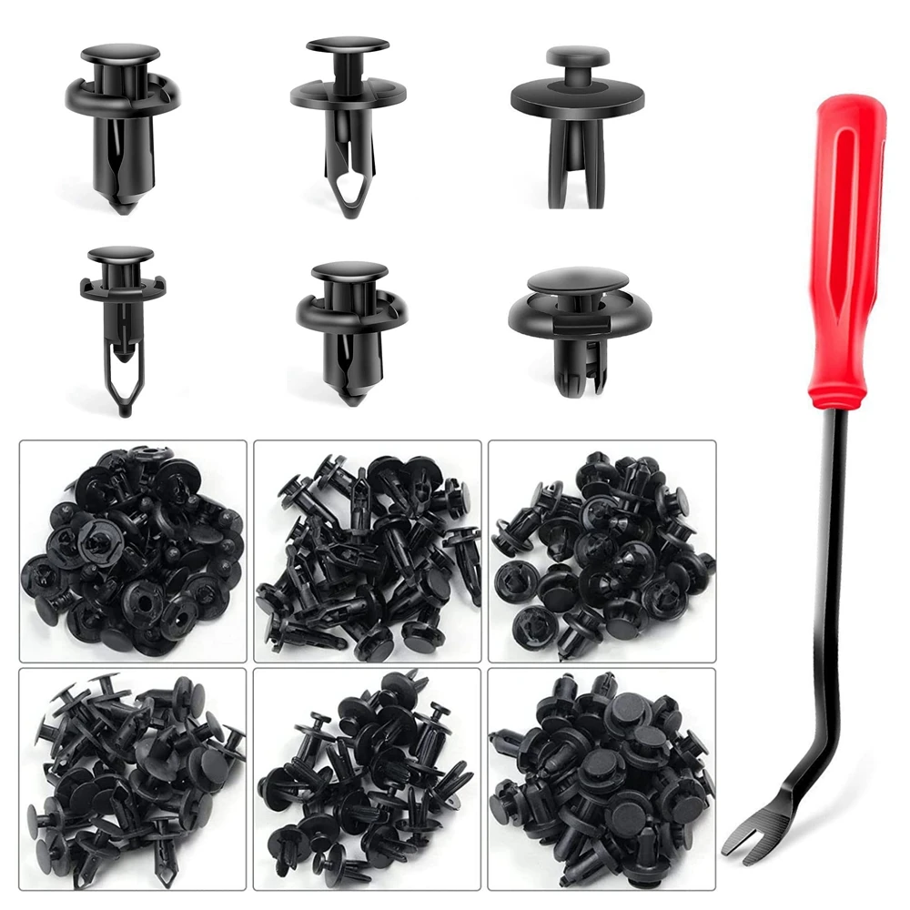 

120 PCS 6.3mm 8mm 9mm 10mm Plastic Fender Clips Body Rivets Clip Car Door Clip Panel Audio Dismantle Kits Installer Pry Tool