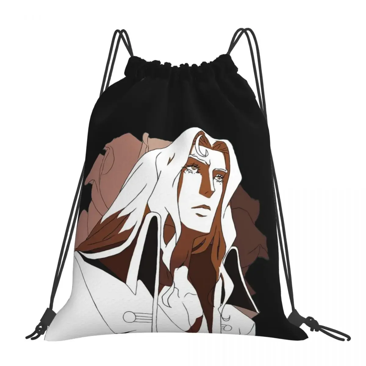 

Alucard From Castlevania Backpacks Portable Drawstring Bags Drawstring Bundle Pocket Sundries Bag BookBag For Man Woman Students