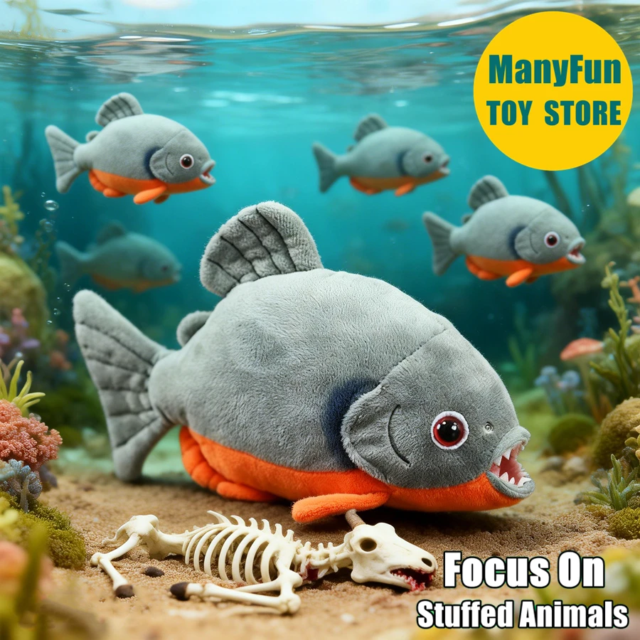 Caribe Fishes Plush Animal Realistic Pomfret Plushie Lifelike Piranha Stuffed Toy Simulation Stuffed Soft Doll Collectors