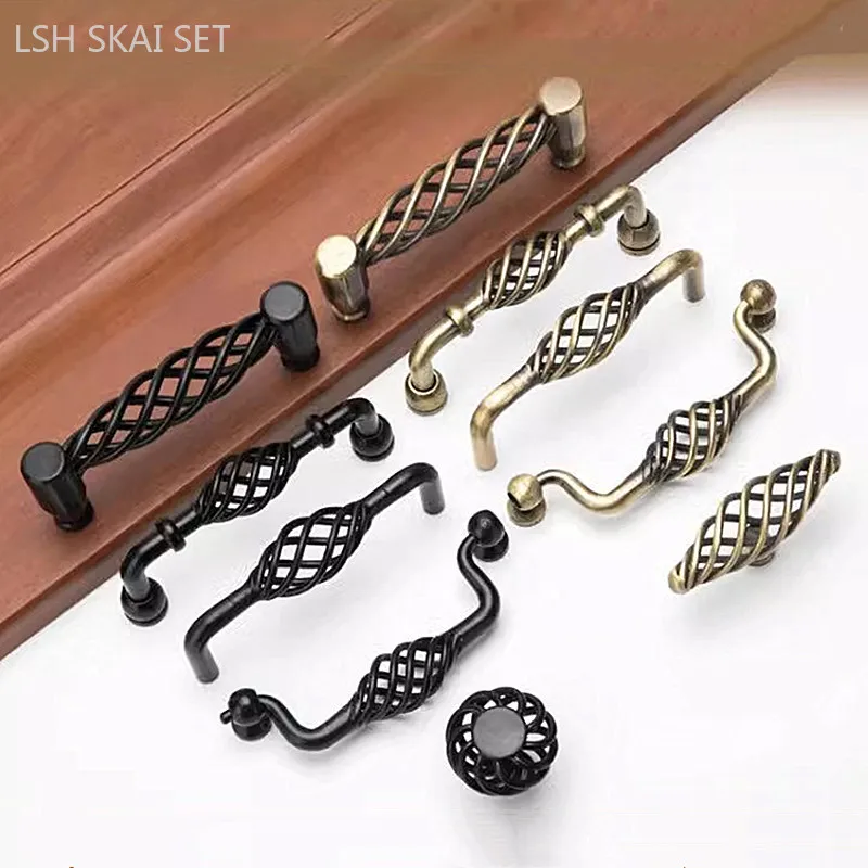 1pc Antique Kitchen Cabinet Handle High Quality Zinc Alloy Furniture Door Handle European-style Desk Drawer Knobs with Screw