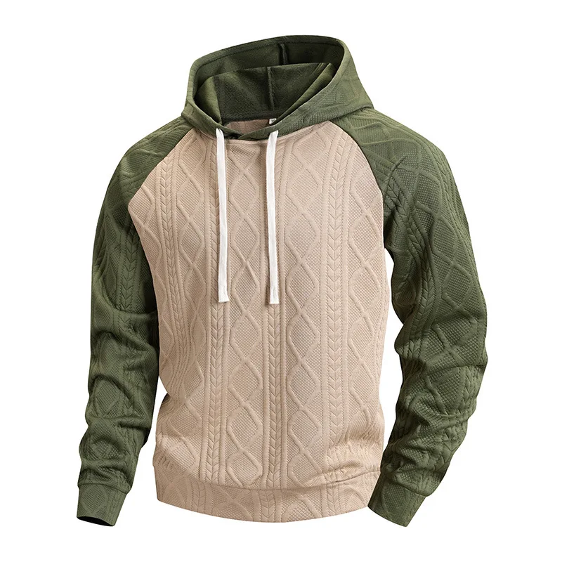 New Fashion Autumn Men Apricot Green Color-coded Simple Basic Casual Daily Trendy Hooded Pullover Sweatshirts Male Hoodies Tops