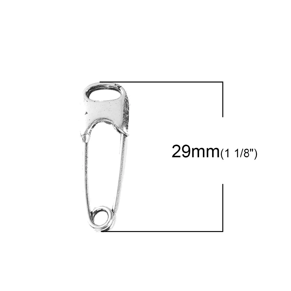 8Seasons Simple Zinc Based Alloy Safety Pin Brooches Antique Silver Color DIY Making Jewelry Findings 29mm(1 1/8