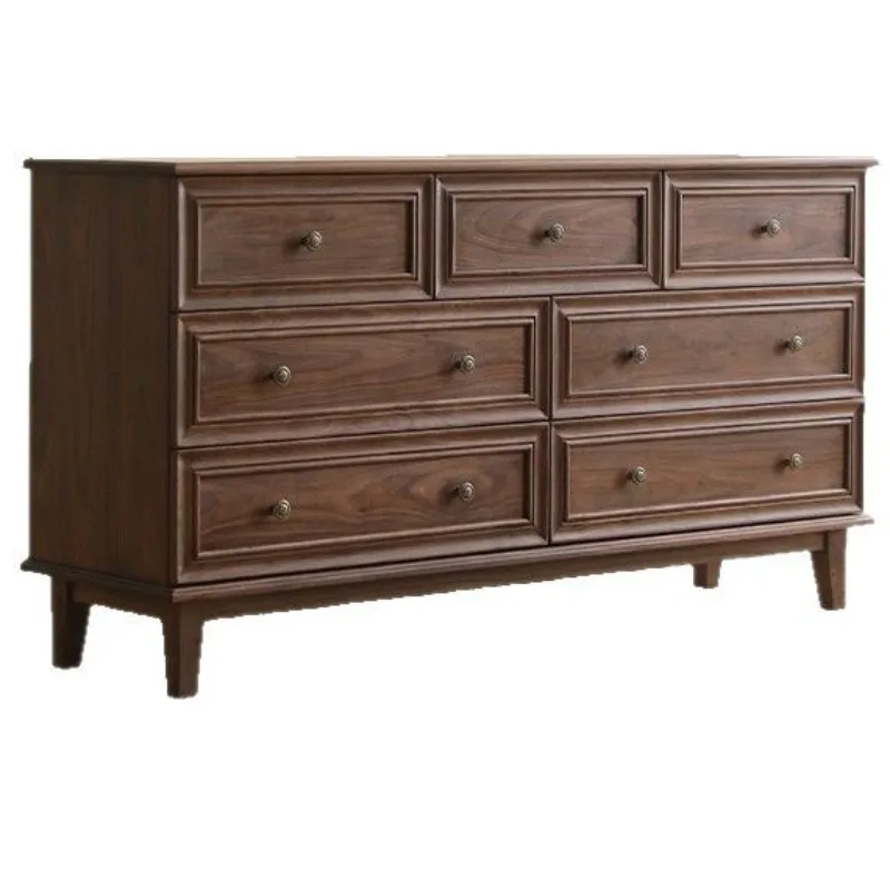 American solid wood seven-bucket cabinet modern simple black walnut seven-bucket cabinet medieval storage locker guest