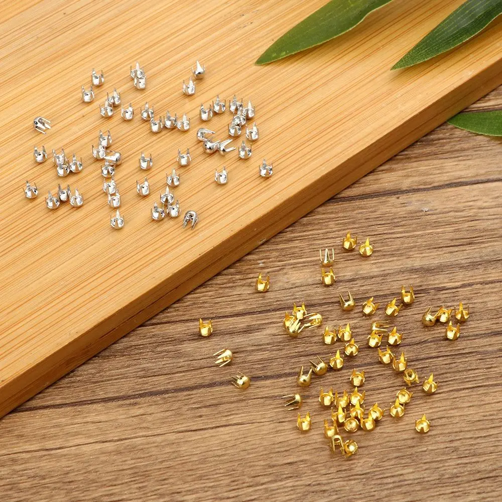 50Pcs 3mm Mini Buckle Round Bead Claw Hammer Ultra-small Metal Buckles Stuffed Toys DIY Doll Clothes Doll Accessories