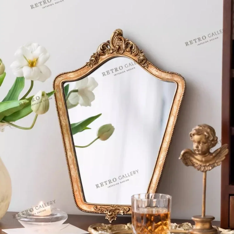 Antique Resin French Style Mirror Decoration Mirrors Living Room Hanging Stylish Mirror Espejo Decorativo Home Decoration