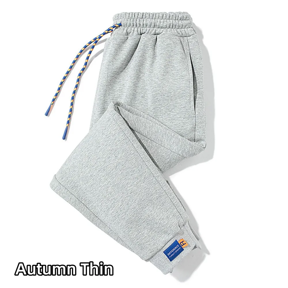 Pantalones de chándal gruesos con cordón para hombre, pantalones de vellón para correr, pantalones deportivos de terciopelo cálido, moda de invierno