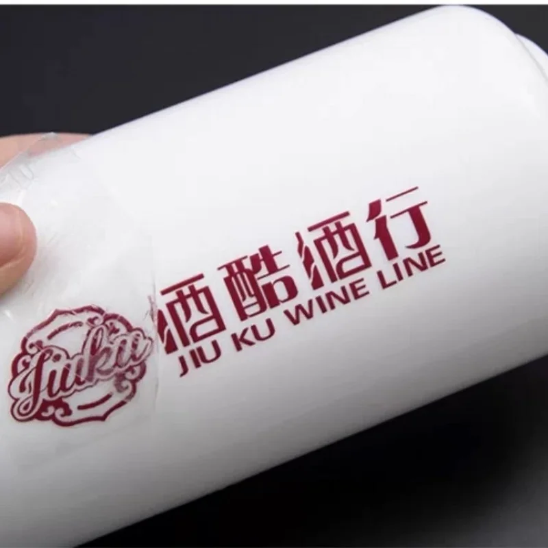 Custom. Label Transfer Stickers Custom Tea Wine Label Sticker Tear Film Left Word Label Waterproof Trademark