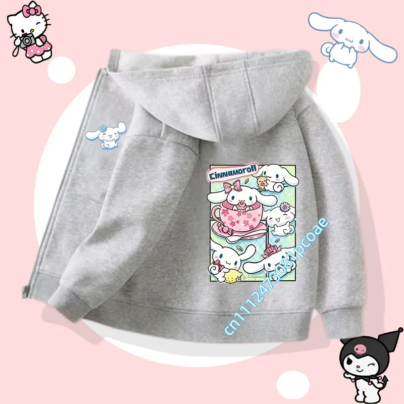 2026 New Design Cinnamon Dog Kids Zippered Hooded Sweatshirt Boys' Sport Shirt Girls' Casual Top Cartoon Print Fall/Winter Coat