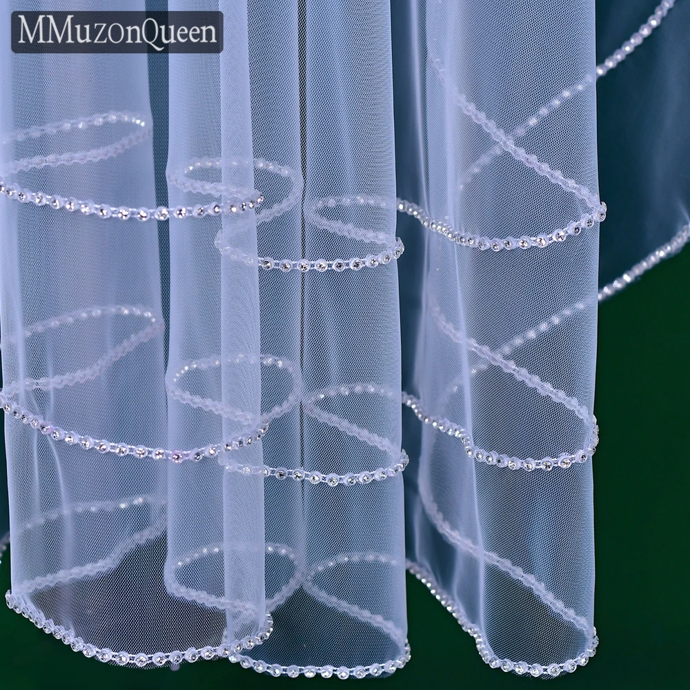 MMQ M88-Voile de Patients avec Strass, Tulle, une Couche Brillante, Diamant, Mariage, Mariée, NoComb, Fil Doux, Accessoires