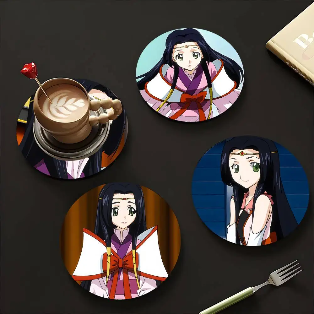 1pc Kaguya Sumeragi Code Geass Wooden Coaster Colour Printing Cup Mat Home Desk Decoration Gifts