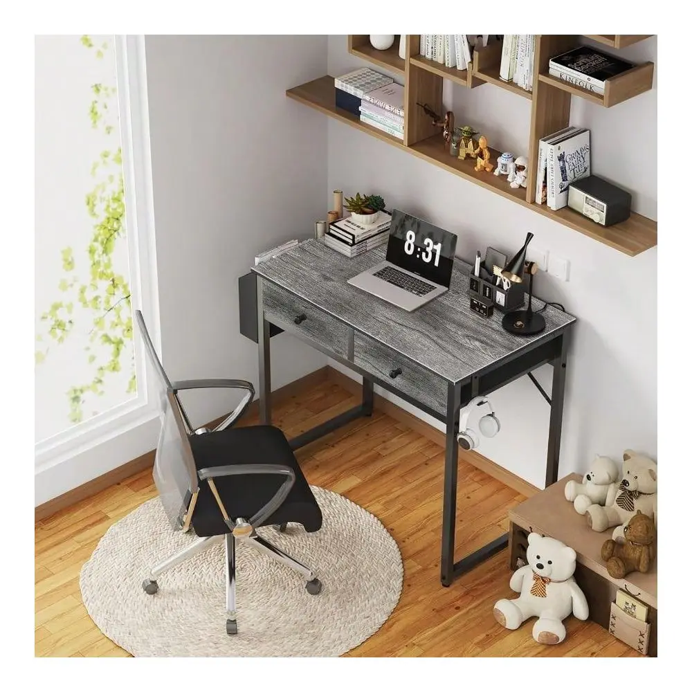 

Desk, Office Desk, Lufeiya Small Desk With Drawers For Bedroom, 32 Inch Home Office Computer Desk With Fabric Storage Drawer An