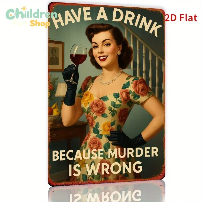 Vintage Metal Wall Sign with Humorous 