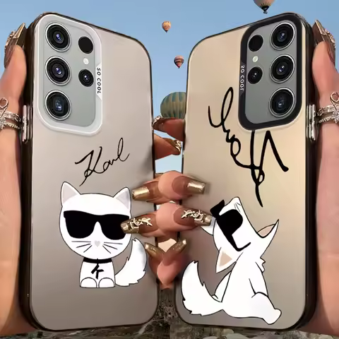 White Cat Frosted Case for Samsung Galaxy S25 S24 S23 S22 Ultra S21 Plus S20 FE A73 A72 A71 A56 A55 A54 A53 A52 Acrylic Cover