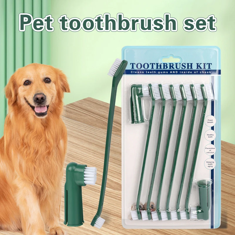 

1Set Pet Double Headed Toothbrush Set Double Head Pet Dog Cat Toothbrush Pet Dog Cat Oral Cleaning Supplies Pet Supplies