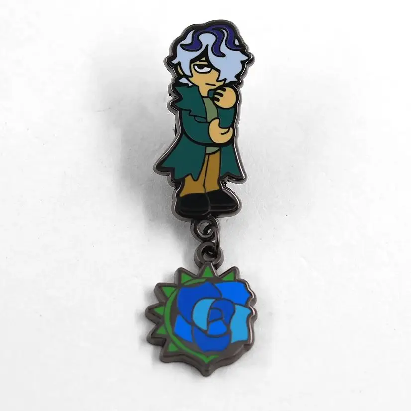 Broche esmaltado de Adventure Rpg Game Ib, personaje del Museo de arte de terror, Pin de solapa de rosa azul Garry, recuerdo de hermana Wakame, insignia de regalo para seguidores
