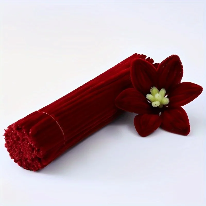 100 Stück Chenille-Pfeifenreiniger für DIY-Basteleien, Festliche Schneeflocken-Stiele für Blumenherstellung und Feiertagsdekorationen, Eisenmaterial