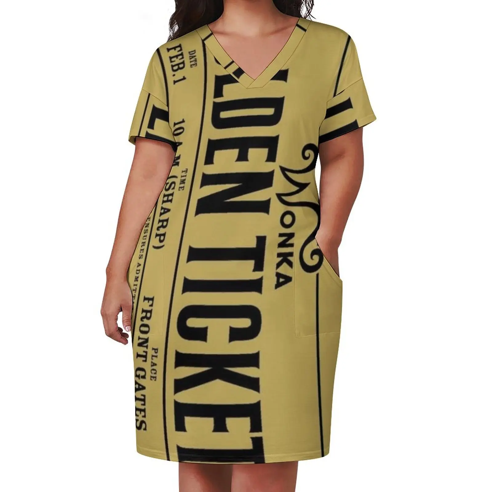 golden ticket Loose Pocket Dress fairy dress elegant women's sets summer dress woman 2025 Womens dresses