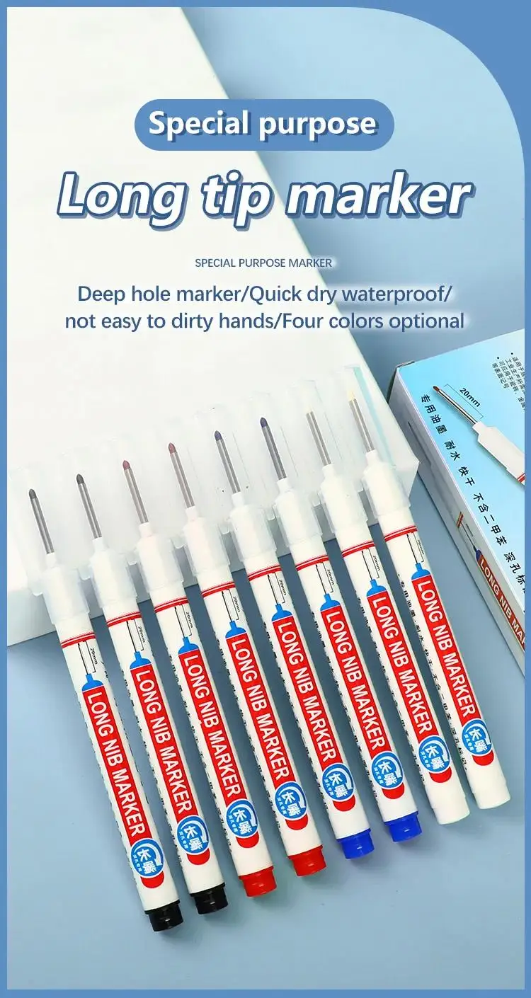 20mm Wasserdichte Lange Spitze Kopf Marker Tiefe Loch Marker Stift Für Metall Carpenter Weiß/Rot/Schwarz/blau/Grün Tinte Holzbearbeitung Werkzeuge – Detail 1