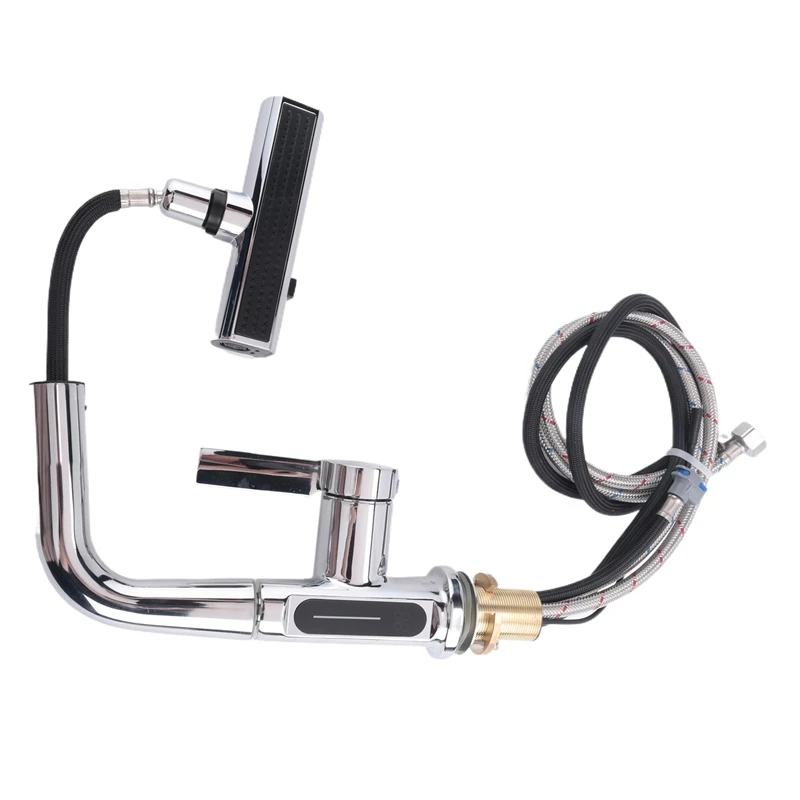 

TKOH-Waterfall Pull Out Kitchen Faucet Intelligent Digital Display Cold Hot Mixer Taps Rotatable Sink Lifting Basin Faucet