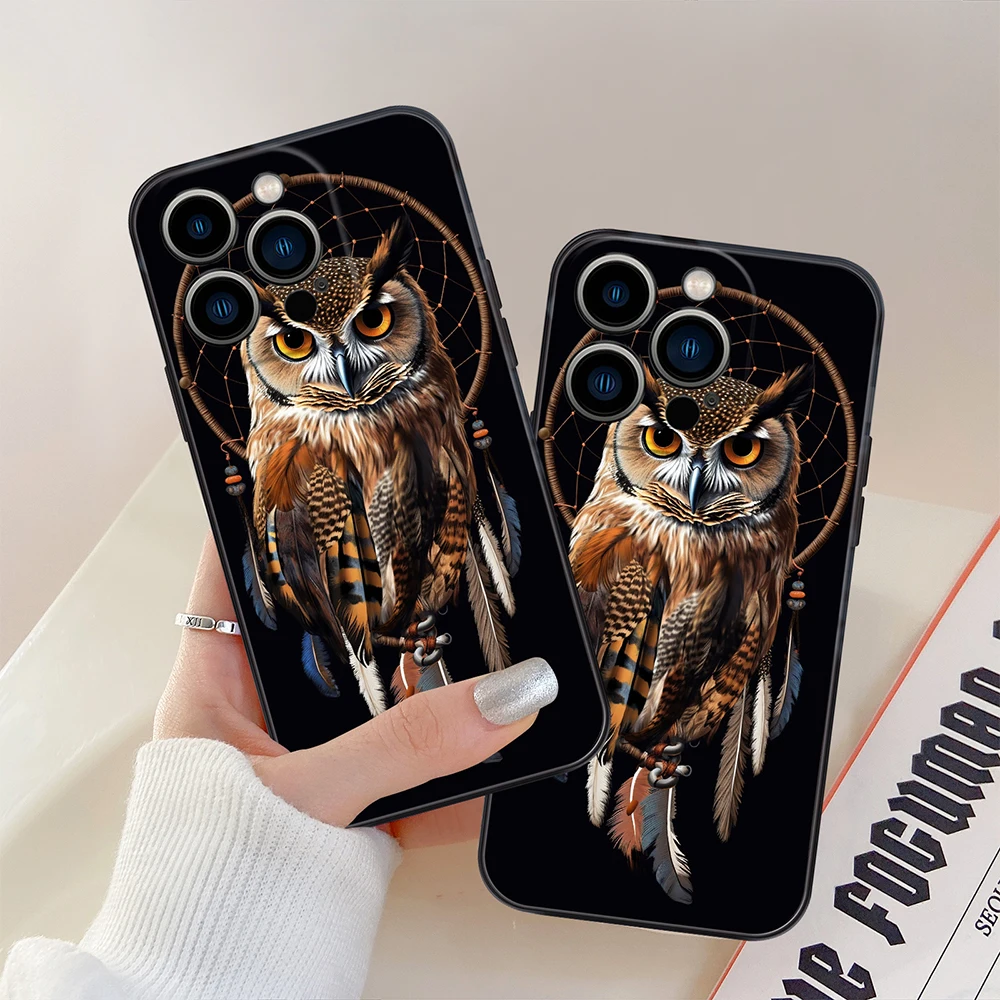 Dream Catcher Owl Case for Iphone 14Pro 13 12 Mini 11 Pro Max XS X XR 7 8 SE 11Pro 14Plus Shockproof Soft Silicone Cover Carcasa